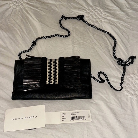 Loeffler Randall Strip Fringe Clutch Black - Picture 7 of 7